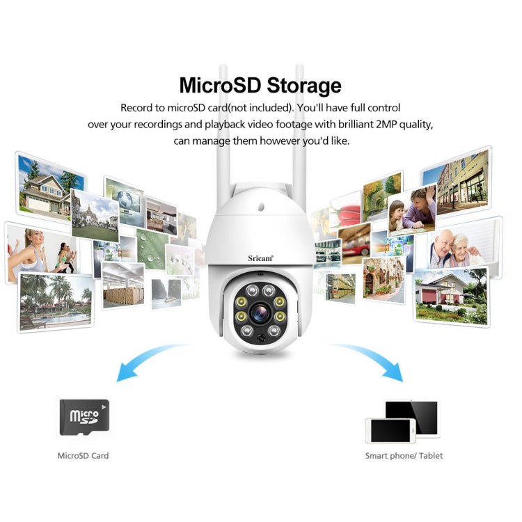 Sricam SP028 1080P HD Outdoor PTZ Camera, Support Two Way Audio / Motion Detection / Humanoid Detection / Color Night Vision / TF Card, AU Plug - Security by Sricam | Online Shopping UK | buy2fix