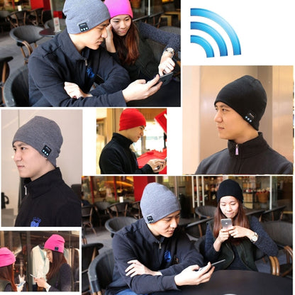 Square Textured Knitted Bluetooth Headset Warm Winter Hat with Mic for Boy & Girl & Adults(Black) - Smart Wear by buy2fix | Online Shopping UK | buy2fix