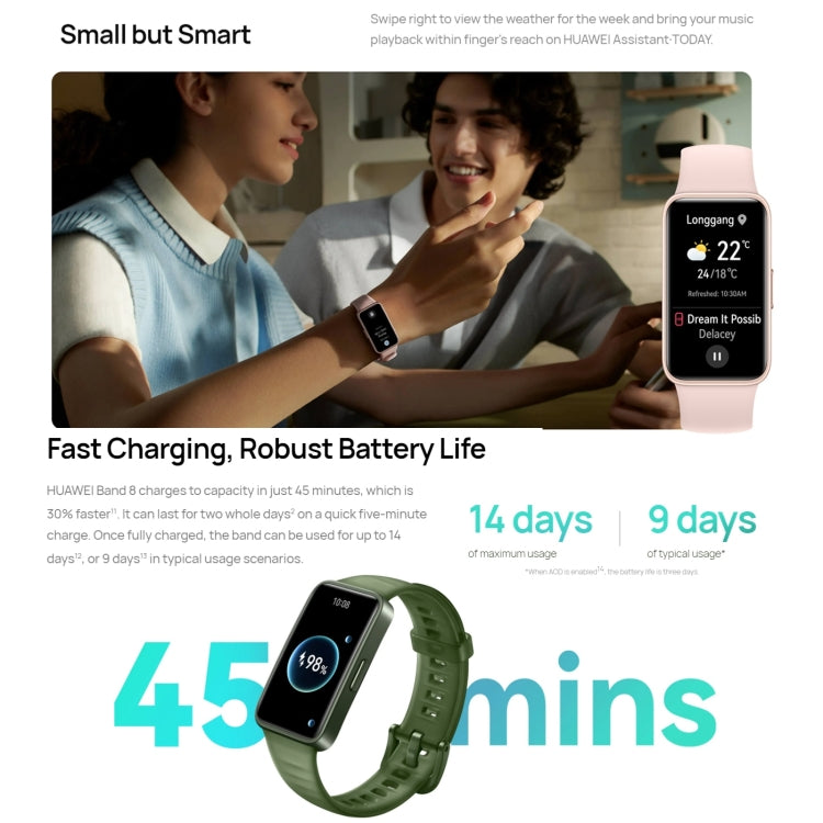 HUAWEI Band 8 Standard 1.47 inch AMOLED Smart Watch, Support Heart Rate / Blood Pressure / Blood Oxygen / Sleep Monitoring(Emerald) - Wearable Devices by Huawei | Online Shopping UK | buy2fix