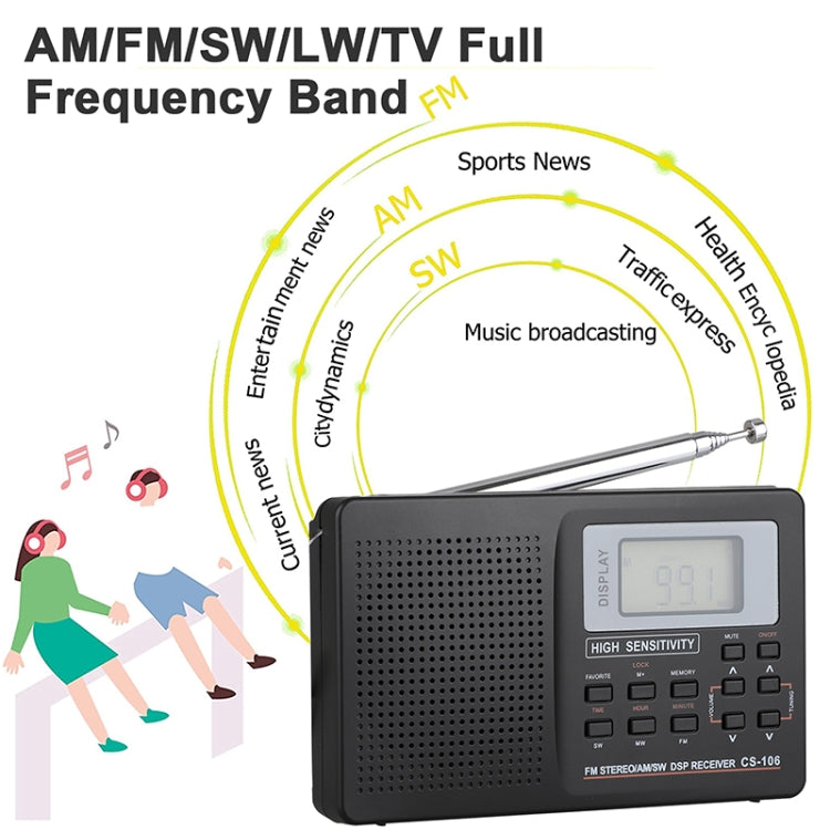 CS-106 10KHZ Multifunctional Full Band Digital Demodulation Stereo Radio Receiver - Consumer Electronics by buy2fix | Online Shopping UK | buy2fix