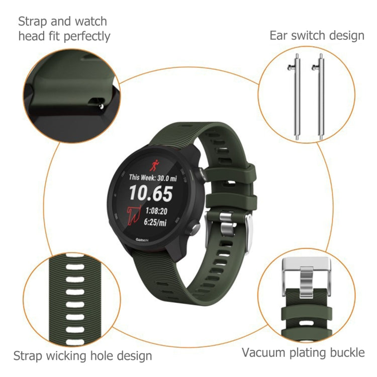 Smart Watch Silicone Watch Band for Garmin Forerunner 245(Army Green) - Smart Wear by buy2fix | Online Shopping UK | buy2fix