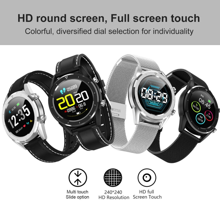 DT28 1.54inch IP68 Waterproof Silicone Strap Smartwatch Bluetooth 4.2, Support Incoming Call Reminder / Blood Pressure Monitoring / Watch Payment(Black Silver) - Smart Wear by buy2fix | Online Shopping UK | buy2fix