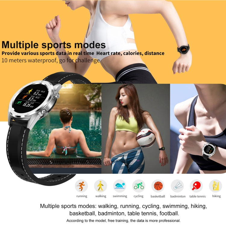 DT28 1.54inch IP68 Waterproof Silicone Strap Smartwatch Bluetooth 4.2, Support Incoming Call Reminder / Blood Pressure Monitoring / Watch Payment(Black Silver) - Smart Wear by buy2fix | Online Shopping UK | buy2fix