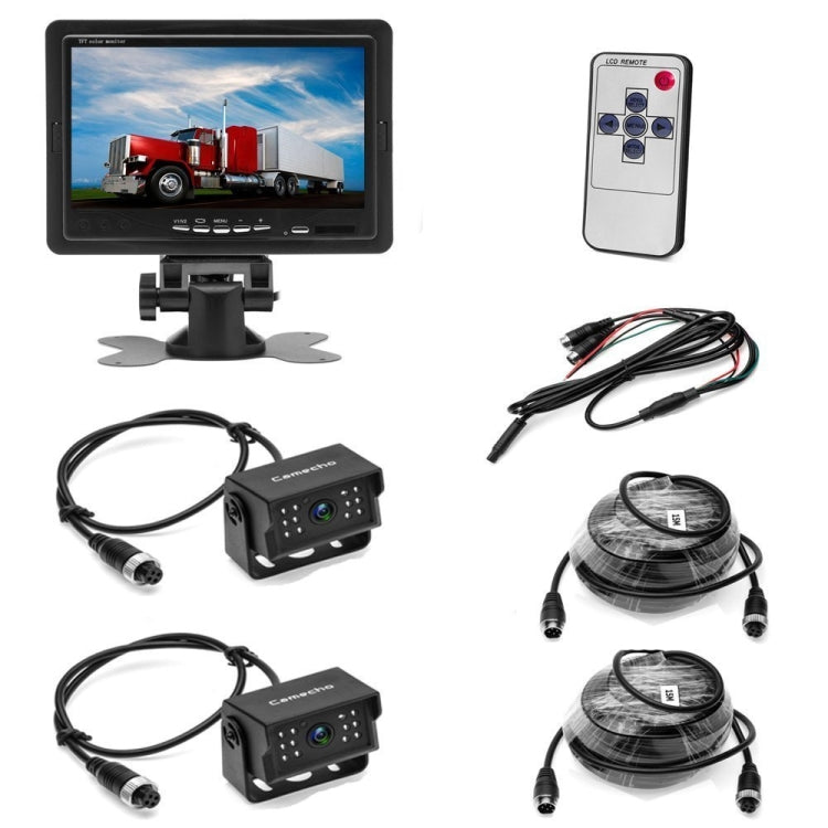A1510 7 inch HD Car 12 IR Night Vision Rear View Backup Dual Camera Rearview Monitor, with 15m Cable - In Car by buy2fix | Online Shopping UK | buy2fix