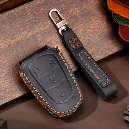 For Cadillac / CT5 / CT6 / XT6 4-button C086 Car Key Leather Protective Case (Black) - In Car by buy2fix | Online Shopping UK | buy2fix