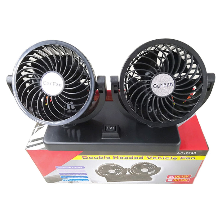 AC-2308 Car 12V / 24V 360 Rotatable USB Double Head Fan -  by buy2fix | Online Shopping UK | buy2fix