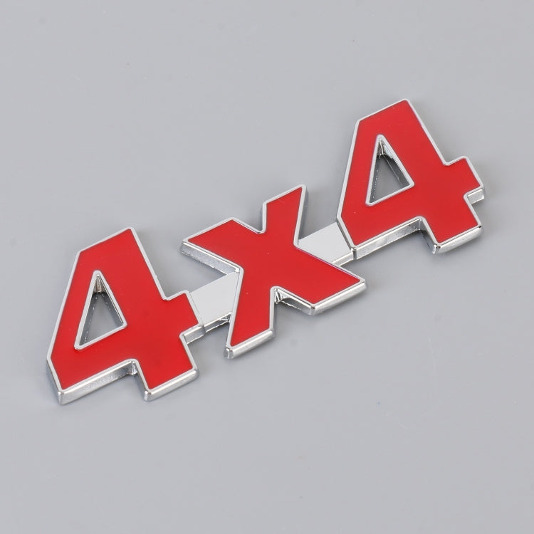 Car Number 4 x 4 Personalized Aluminum Alloy Decorative Sticker, Size: 9 x 3.5 x 2.3cm (Red) - 3D Metal Sticker by buy2fix | Online Shopping UK | buy2fix