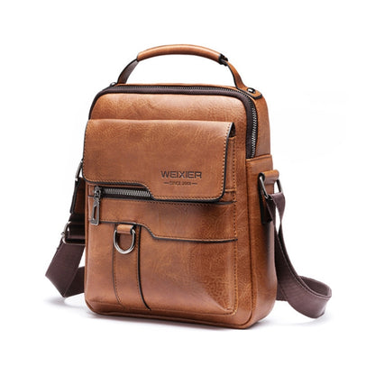 WEIXIER 8642 Men Business Retro PU Leather Handbag Crossbody Bag (Brown) - Crossbody Bags by WEIXIER | Online Shopping UK | buy2fix