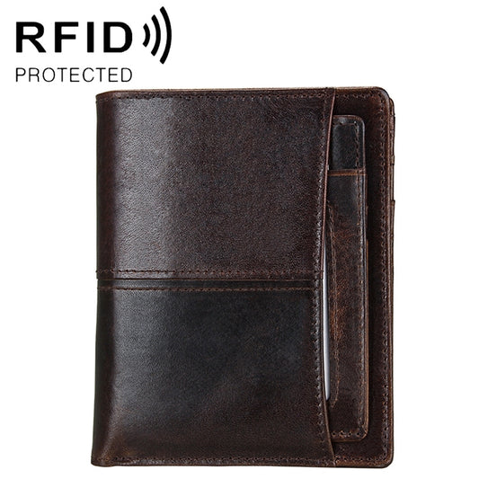 8232 Antimagnetic RFID Men Oil Wax Leather Wallet with Detachable Card Holder - Antimagnetic RFID Package by buy2fix | Online Shopping UK | buy2fix