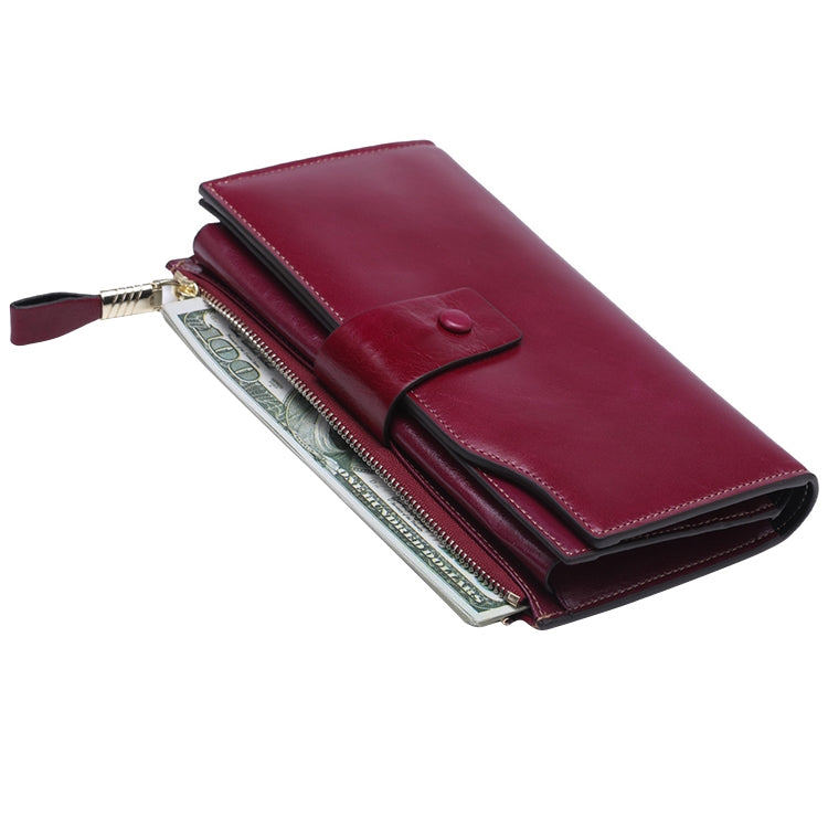 8236 Antimagnetic RFID Multi-function Oil Wax Leather Lady Wallet Large-capacity Purse (Purple) - Home & Garden by buy2fix | Online Shopping UK | buy2fix