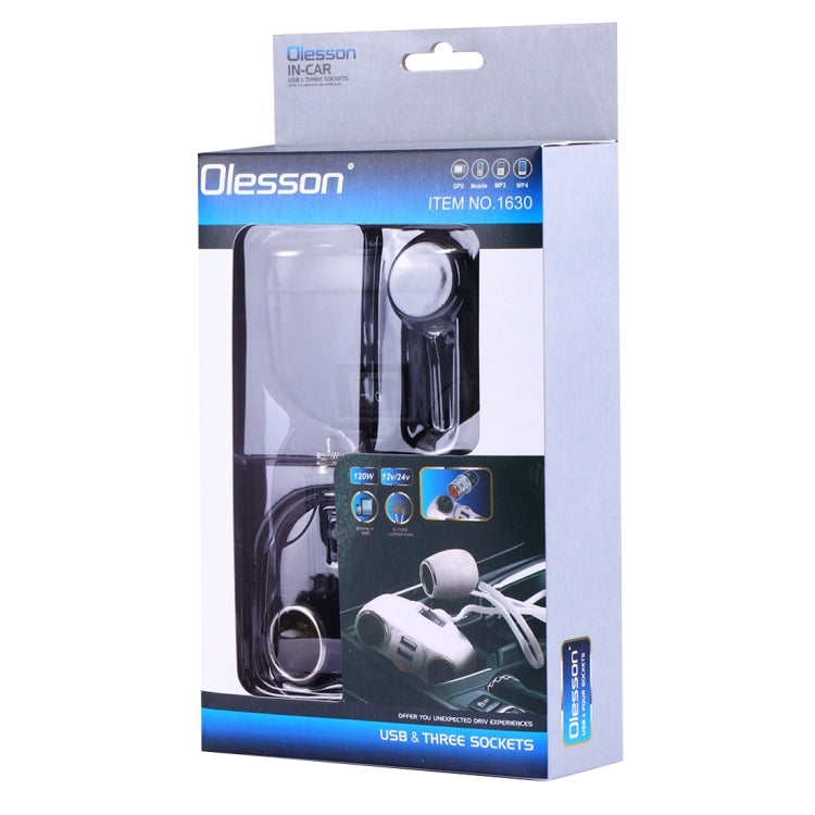 Olesson 2.1A / 1A Dual-USB Ports Car Cigarette Lighter Socket Car Charger - Cigar Socket by buy2fix | Online Shopping UK | buy2fix