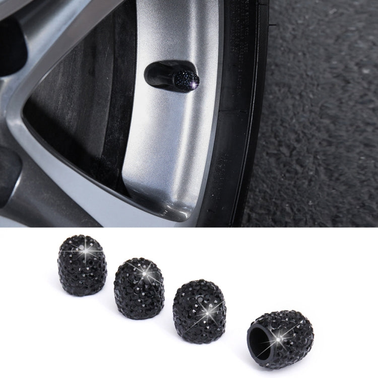 Car Crystal Tire Valve Cap Gas Cap Mouthpiece Cover (Black) - In Car by buy2fix | Online Shopping UK | buy2fix