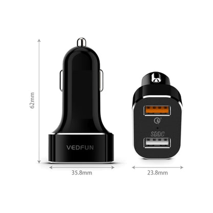 VEDFUN TurboDrive C210 Dual Ports Quick Charge 3.0 + SDDC Technology USB Car Charger for Smartphones and Tablets - Car Charger by VEDFUN | Online Shopping UK | buy2fix