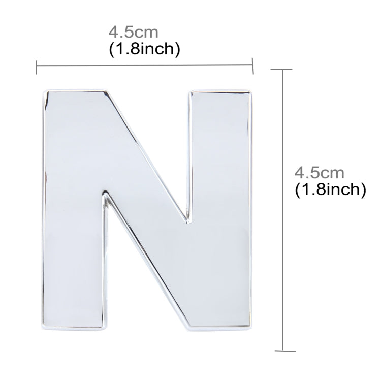 Car Vehicle Badge Emblem 3D English Letter N Self-adhesive Sticker Decal, Size: 4.5*4.5*0.5cm - 3D Metal Sticker by buy2fix | Online Shopping UK | buy2fix