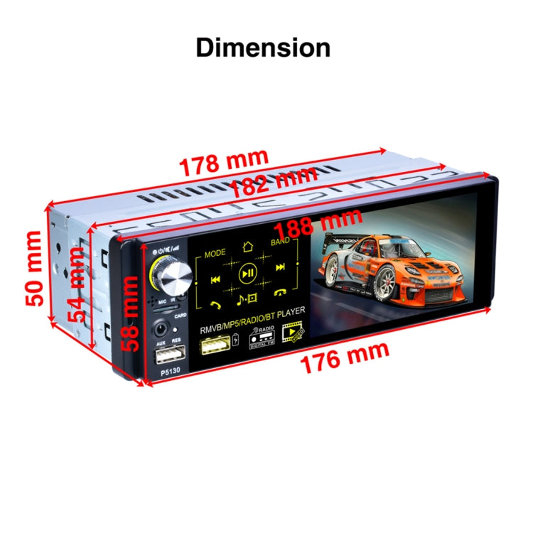 P5130 HD 1 Din 4.1 inch Car Radio Receiver MP5 Player, Support FM & AM & Bluetooth & TF Card, with Steering Wheel Remote Control - Car MP3 & MP4 & MP5 by buy2fix | Online Shopping UK | buy2fix