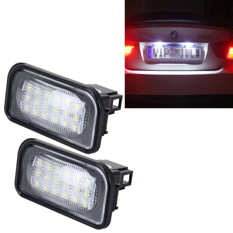 2 PCS License Plate Light with 18  SMD-3528 Lamps for Mercedes-Benz  W203 4D ,2W 120LM 6000K, DC12V,with Canbus (White Light) - License Plate Lights by buy2fix | Online Shopping UK | buy2fix