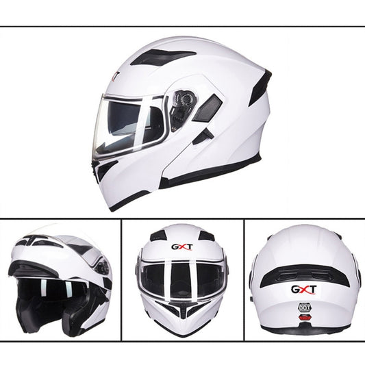 GXT Motorcycle ABS Shell Anti-fog  Double-len Inner Sun Visor Safety Helmet, Size: M(White) - Helmets by GXT | Online Shopping UK | buy2fix