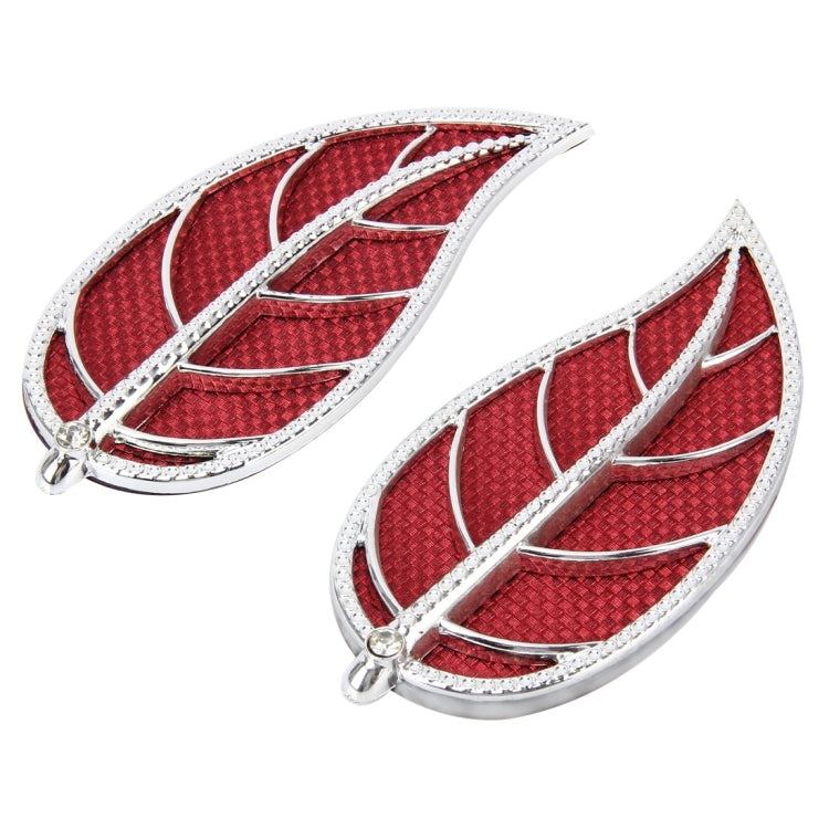 2 PCS Leaf Shape Car Plastic Decorative Sticker, Size: 12.0 x 6.0cm(Silver + Red) - Decorative Sticker by buy2fix | Online Shopping UK | buy2fix