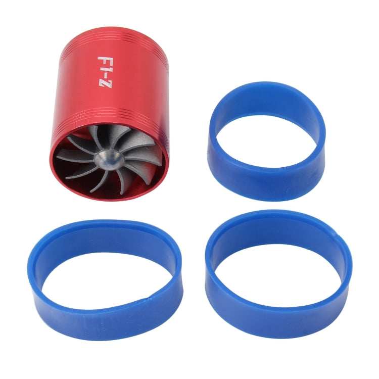 F1-Z Car Stainless Universal Supercharger Dual Double Turbine Air Intake Fuel Saver Turbo Turboing Charger Fan Set kit(Red) - In Car by buy2fix | Online Shopping UK | buy2fix