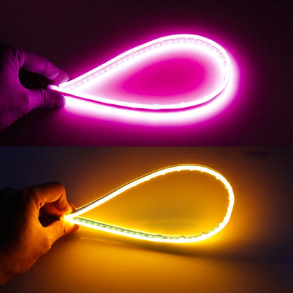 2 PCS 30cm DC12V 4.2W Ultra-thin Car Auto Double Colors Turn Lights / Running Lights, with LED SMD-2835 Lamp Beads (Turn Lights: Yellow Light; Running Lights: Pink Light) - In Car by buy2fix | Online Shopping UK | buy2fix