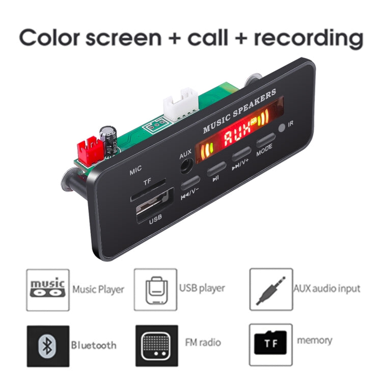 Car 12V 2x3W Audio MP3 Player Decoder Board FM Radio TF USB 3.5mm AUX, with Bluetooth & Recording Call Function & Remote Control -  by buy2fix | Online Shopping UK | buy2fix