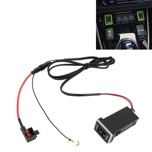 Car QC3.0 Fast Charge USB Interface Modification Charger for Toyota, Fuse to Take Power (Green Light) - In Car by buy2fix | Online Shopping UK | buy2fix