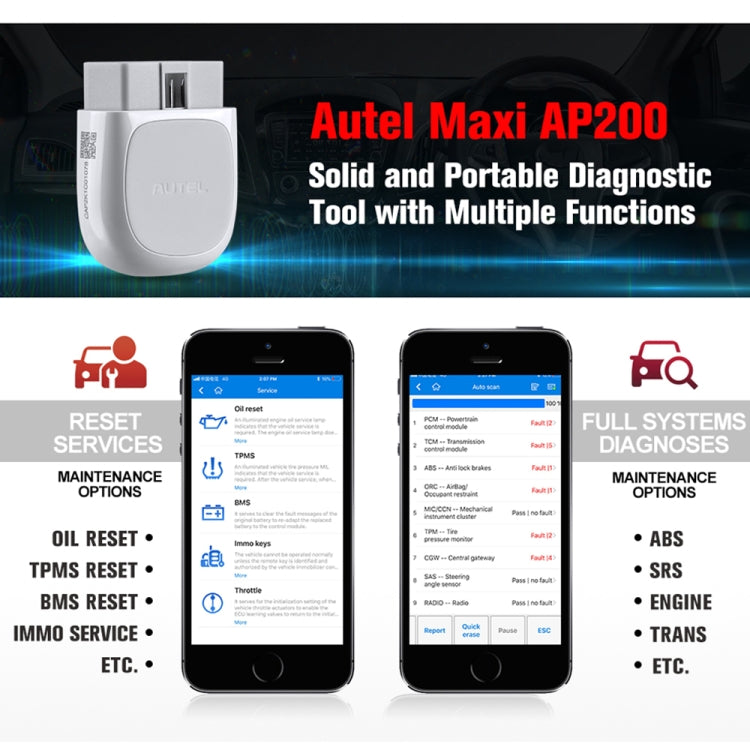 AUTEL AP200 Car OBD2 Fault Detector Diagnostic Scanner Tool - In Car by AUTEL | Online Shopping UK | buy2fix