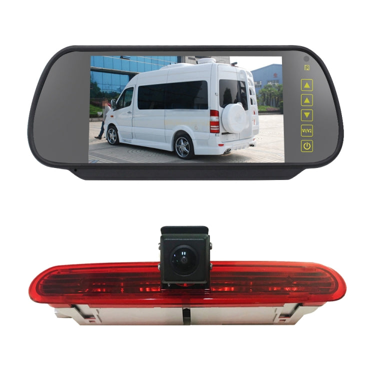 PZ472 Car Waterproof 170 Degree Brake Light View Camera + 7 inch Rearview Monitor for Fiat / Opel - In Car by buy2fix | Online Shopping UK | buy2fix