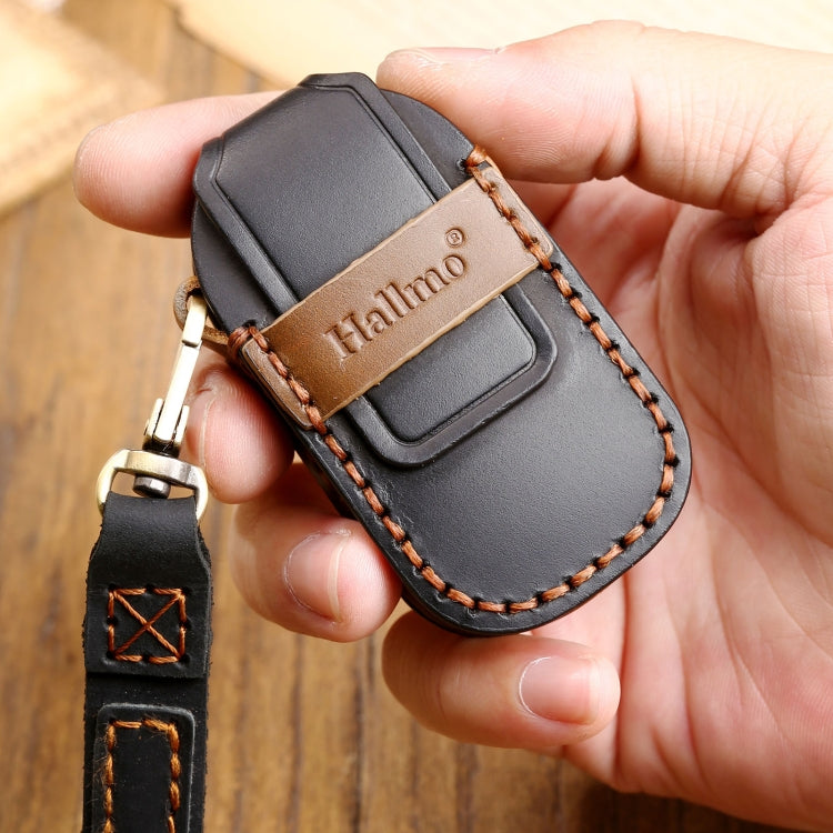 Hallmo Car Cowhide Leather Key Protective Cover Key Case for LEADING IDEAL One(Brown) -  by Hallmo | Online Shopping UK | buy2fix