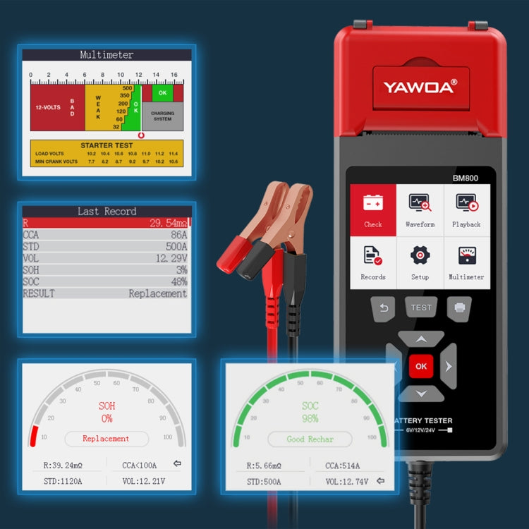 KINGBOLEN BM800 Car Digital Load Battery Tester with Printer Function - In Car by buy2fix | Online Shopping UK | buy2fix