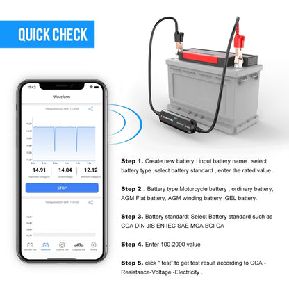 KONNWEI BK100 X431 BST360 Car Bluetooth Battery Tester (Black) - In Car by KONNWEI | Online Shopping UK | buy2fix