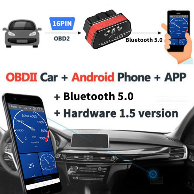 KONNWEI KW901 Android Phone OBD2 Car Bluetooth 5.0 Diagnostic Scan Tools(Red) - In Car by KONNWEI | Online Shopping UK | buy2fix