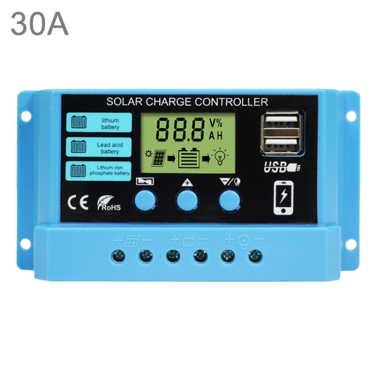 30A Solar Charge Controller 12V / 24V Lithium Lead-Acid Battery Charge Discharge PV Controller - In Car by buy2fix | Online Shopping UK | buy2fix