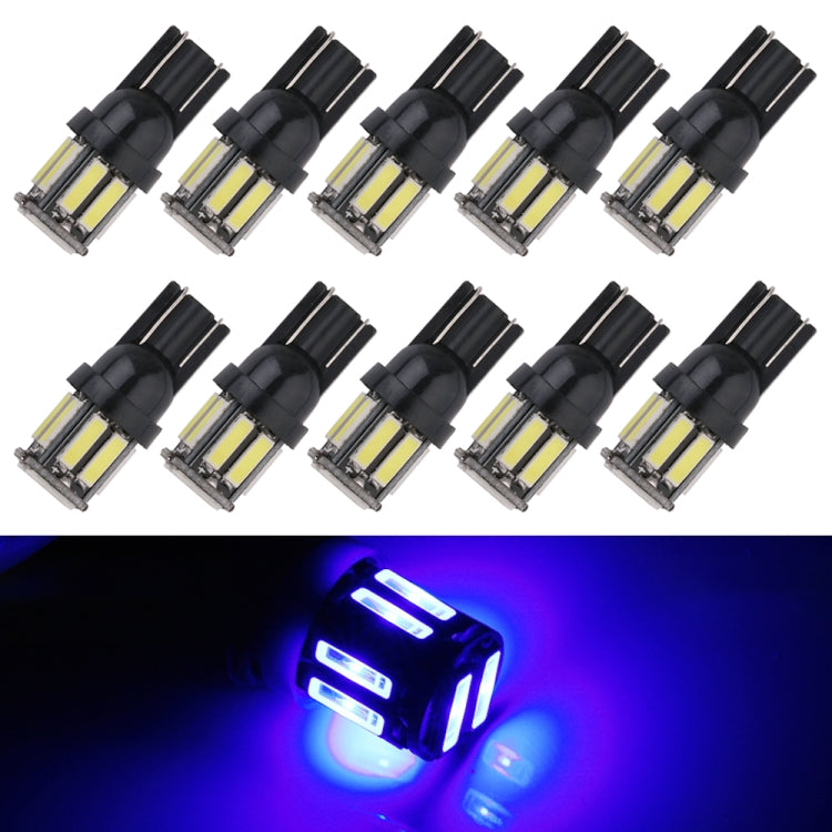 10pcs T10 DC12V / 0.96W / 0.08A Car Clearance Light 10LEDs SMD-7020 Lamp Beads (Blue Light) - In Car by buy2fix | Online Shopping UK | buy2fix