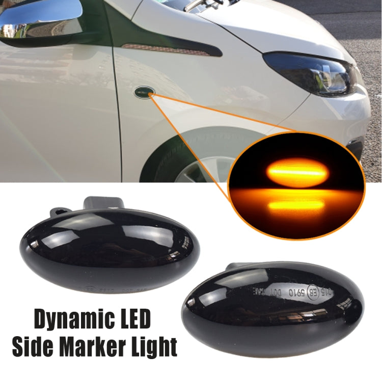 2pcs For Peugeot 1007 Car Dynamic LED Fender Side Light 817300H010 (Transparent Black) - In Car by buy2fix | Online Shopping UK | buy2fix