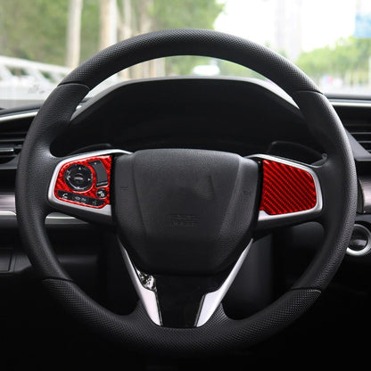 Car Carbon Fiber Steering Wheel Button Middle Configuration Decorative Sticker for Honda Tenth Generation Civic 2016-2019, Left and Right Drive Universal (Red) - In Car by buy2fix | Online Shopping UK | buy2fix