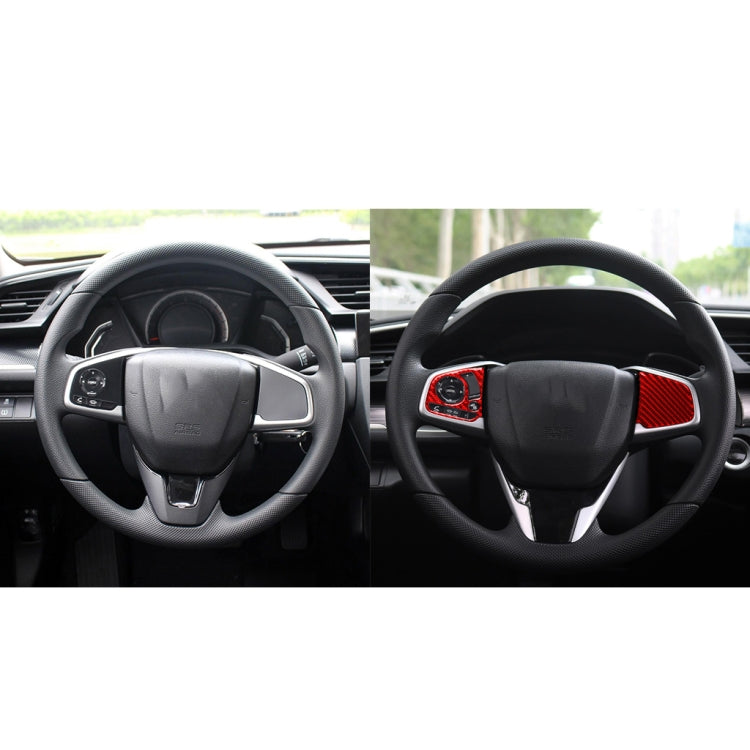 Car Carbon Fiber Steering Wheel Button Middle Configuration Decorative Sticker for Honda Tenth Generation Civic 2016-2019, Left and Right Drive Universal (Red) - In Car by buy2fix | Online Shopping UK | buy2fix