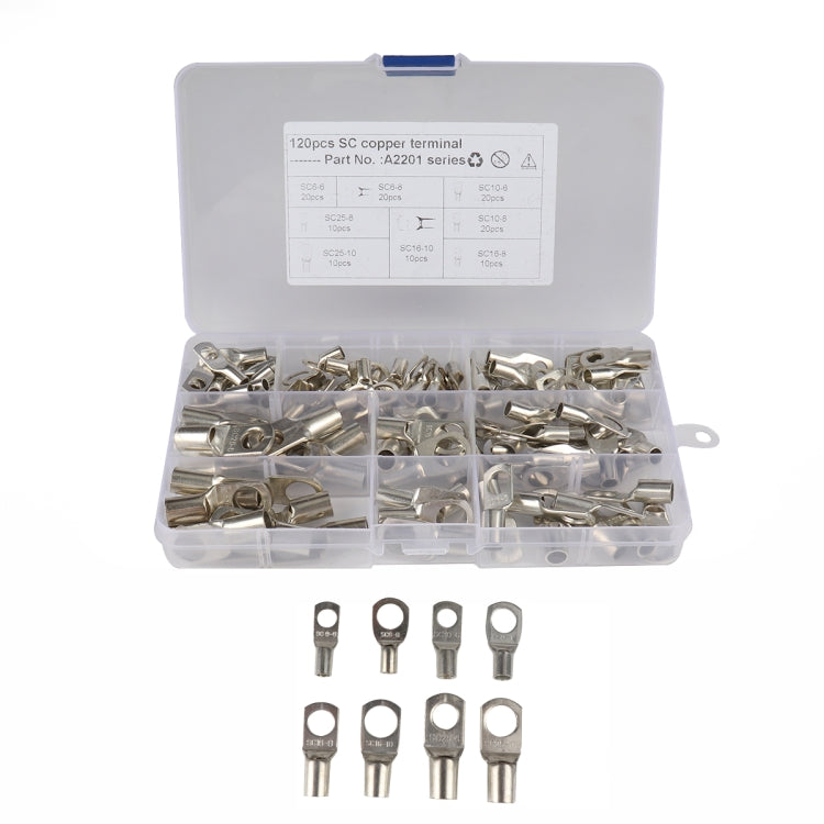 120 in 1 Boat / Car Bolt Hole Tinned Copper Terminals Set Wire Terminals Connector Cable Lugs SC Terminals - In Car by buy2fix | Online Shopping UK | buy2fix