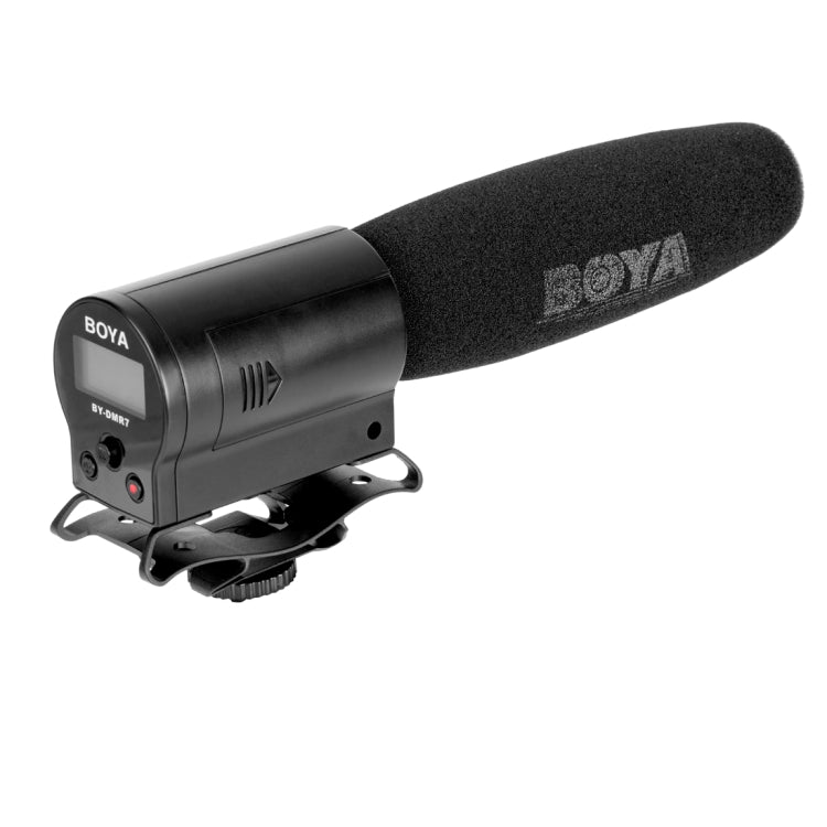 BOYA BY-DMR7 Shotgun Condenser Broadcast Microphone with LCD Display & Integrated Flash Recorder for Canon / Nikon / Sony DSLR Cameras and Video Cameras(Black) - Consumer Electronics by BOYA | Online Shopping UK | buy2fix