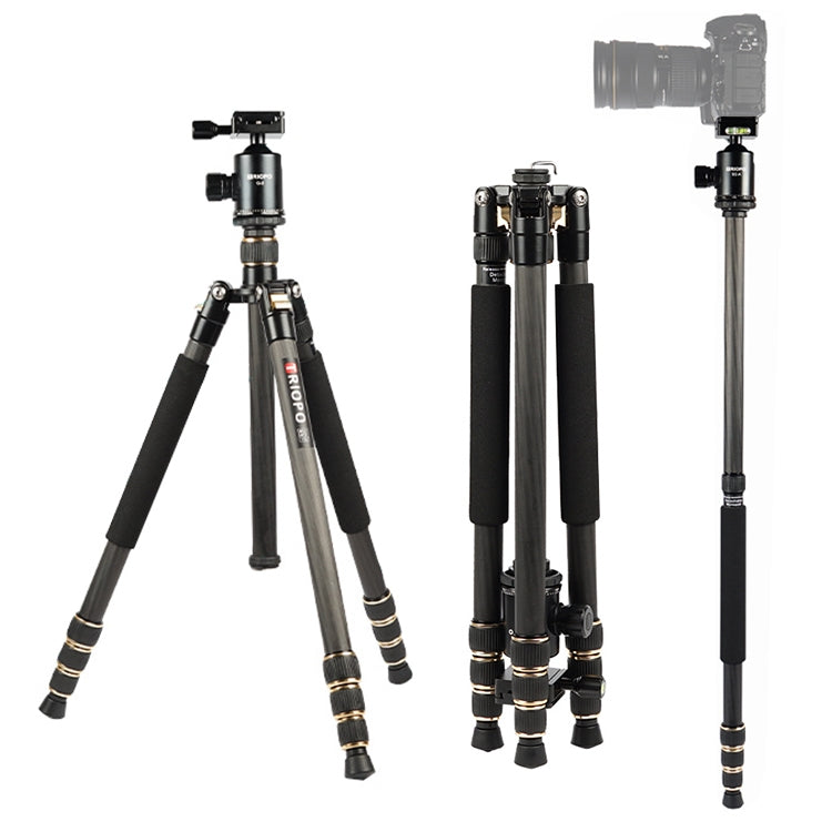 TRIOPO 853 Adjustable Portable Carbon Fiber Tripod with D2-A Ball Head for SLR Camera - Tripods by TRIOPO | Online Shopping UK | buy2fix