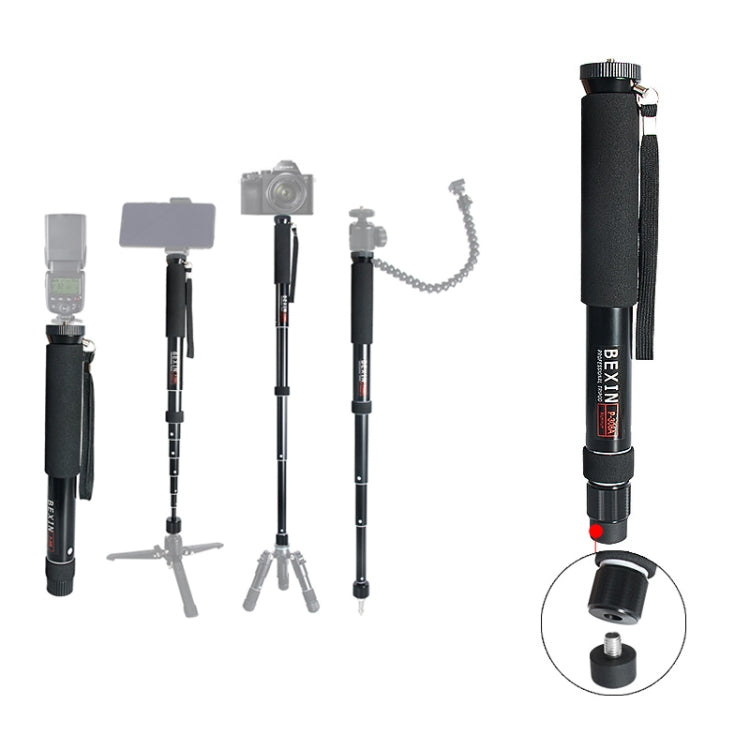 BEXIN P308A Portable Travel Outdoor DSLR Camera Aluminum Alloy Monopod Holder (Black) - Camera Accessories by BEXIN | Online Shopping UK | buy2fix