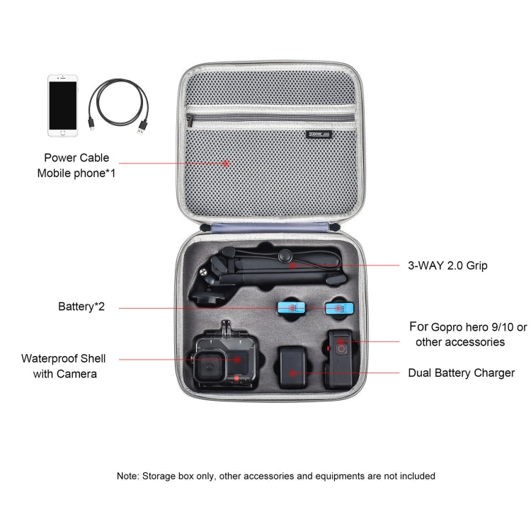 STARTRC Portable Shockproof Waterproof PU Case for GoPro Hero11 Black / HERO10 Black / HERO9 Black (Grey) - DJI & GoPro Accessories by STARTRC | Online Shopping UK | buy2fix