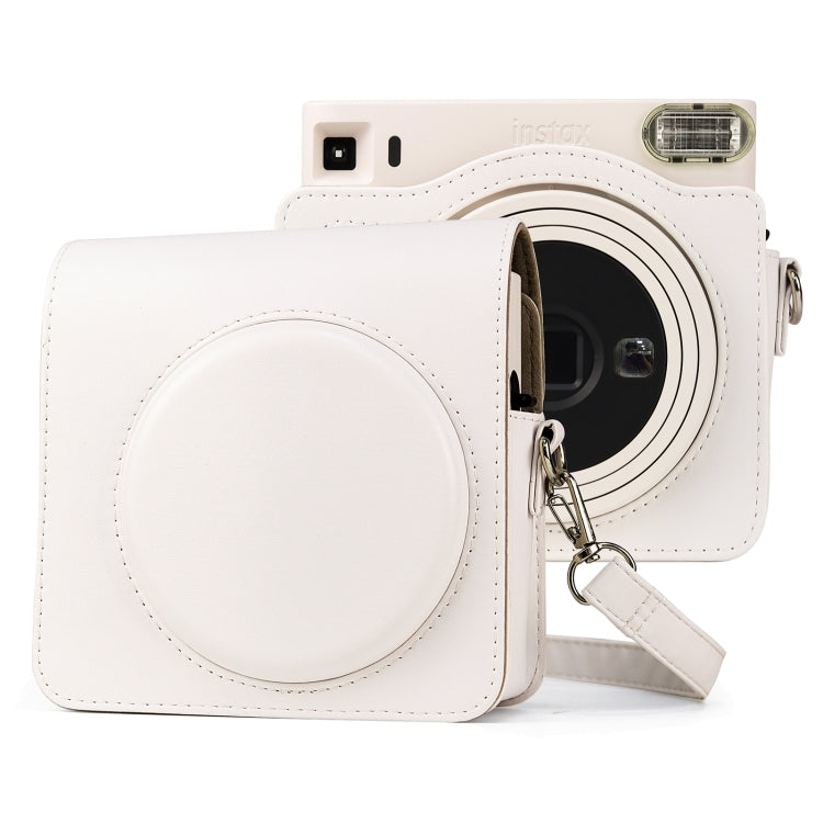 Full Body PU Leather Case Camera  Bag with Strap for FUJIFILM instax Square SQ1 (White) - Camera Accessories by buy2fix | Online Shopping UK | buy2fix