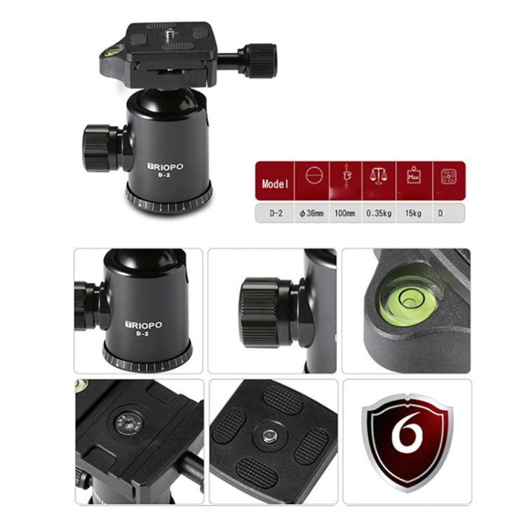 TRIOPO T258 Aluminum Alloy Tripod Monopod with D2 Ball Head (Black) - Camera Accessories by TRIOPO | Online Shopping UK | buy2fix