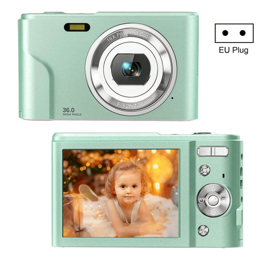 DC311 2.4 inch 36MP 16X Zoom 2.7K Full HD Digital Camera Children Card Camera, EU Plug(Green) - Consumer Electronics by buy2fix | Online Shopping UK | buy2fix