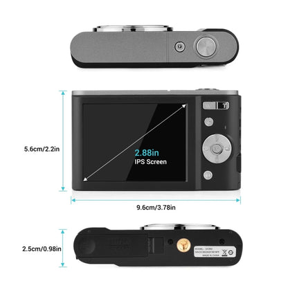 DC302 2.88 inch 44MP 16X Zoom 2.7K Full HD Digital Camera Children Card Camera, EU Plug (Black) - Consumer Electronics by buy2fix | Online Shopping UK | buy2fix