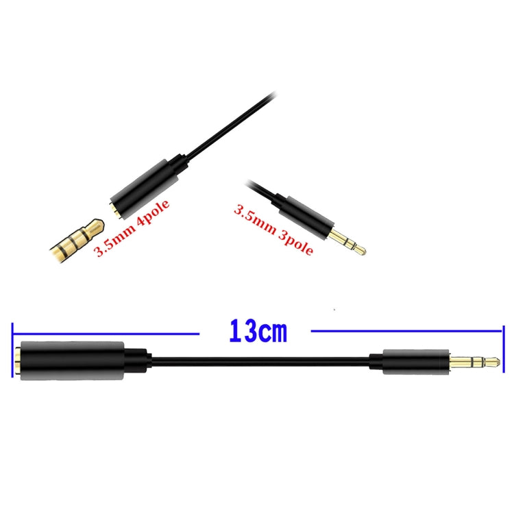 5 PCS 13cm Metal 3.5mm Audio 4 Pole Female to 3 Pole Male Microphone Adapter Cable(Black) - Camera Accessories by buy2fix | Online Shopping UK | buy2fix