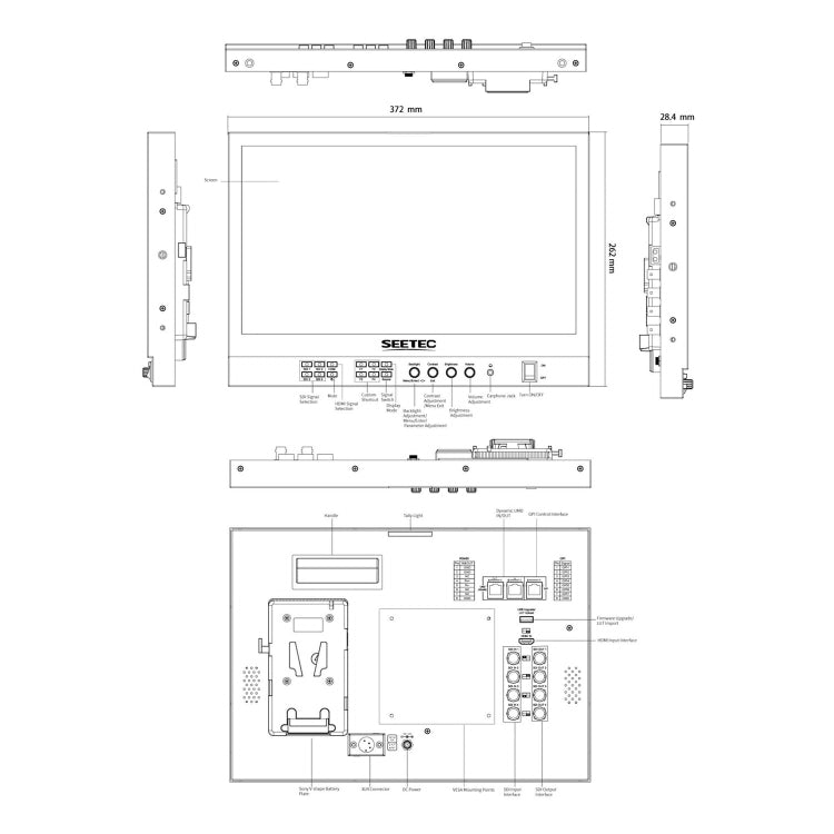 SEETEC ATEM156S 15.6 inch 3G-SDI HDMI Full HD 1920x1080P Multi-camera Broadcast Monitor(US Plug) - Camera Accessories by SEETEC | Online Shopping UK | buy2fix