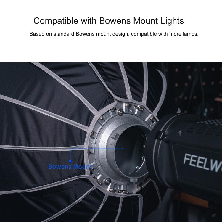 FEELWORLD FSP60 60cm Parabolic Softbox Quick Release Diffuser with Bowens Mount (Black) -  by FEELWORLD | Online Shopping UK | buy2fix