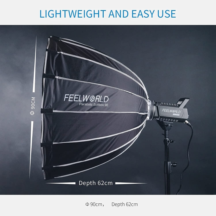 FEELWORLD FSP90 90cm Parabolic Softbox Quick Release Diffuser with Bowens Mount (Black) -  by FEELWORLD | Online Shopping UK | buy2fix
